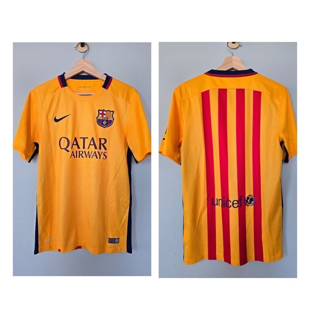 Nike FC Barcelona 2015/16 Away Jersey Authentic Dri-FIT Small – Rare Yellow Kit